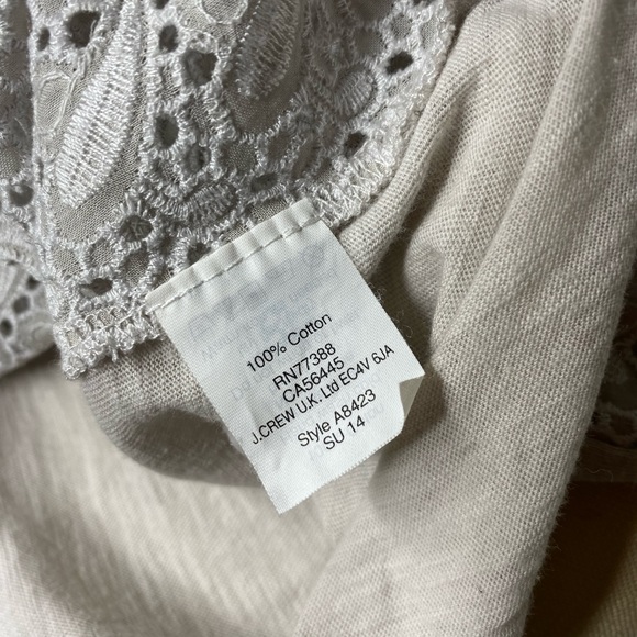 J Crew White Cream Lace Eyelet t-shirt - Picture 3 of 4